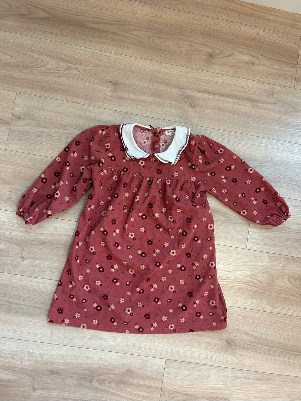 Huxbaby Rust Floral Dress with White Peter Pan Collar